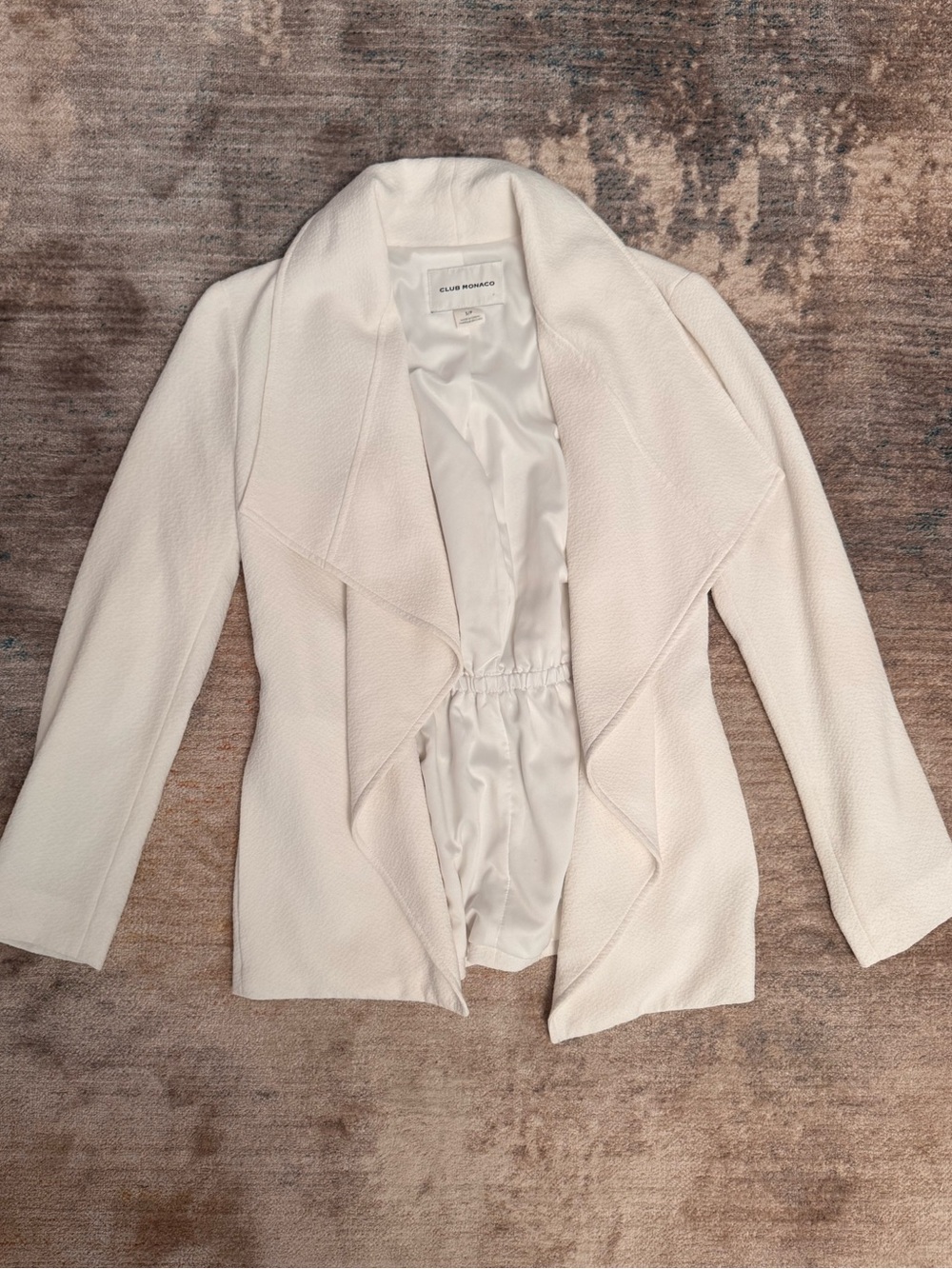Club Monaco Cream Open-Front Draped Blazer